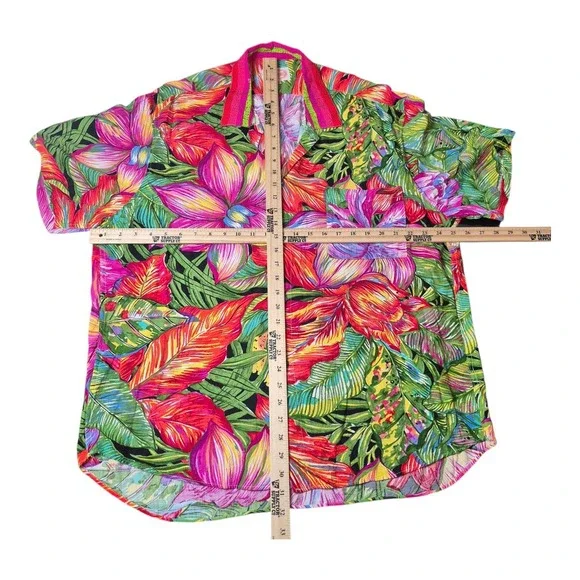 VTG Jams World Hawaiian Aloha Shirt‎ Made in USA Bold Floral Tropical Men's XL - Picture 4 of 7